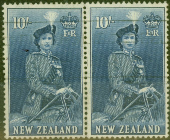 Collectible Postage Stamp from New Zealand 1954 10s Dp Ultramarine SG736 Fine Used Pair