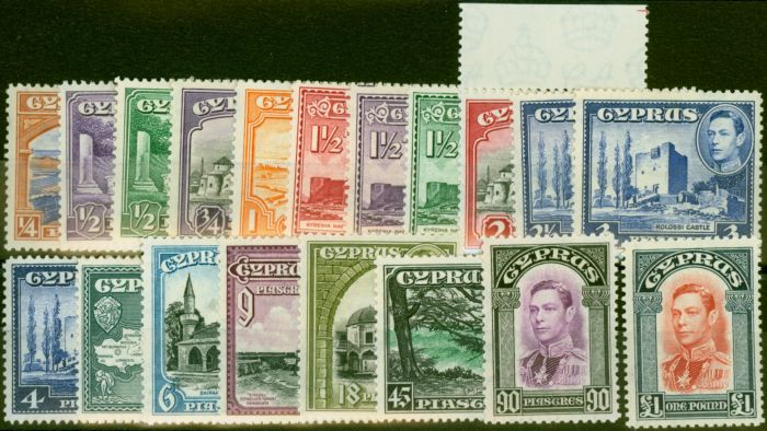 Rare Postage Stamp Cyprus 1938-51 Set of 19 SG151-163 Fine & Fresh LMM & MNH