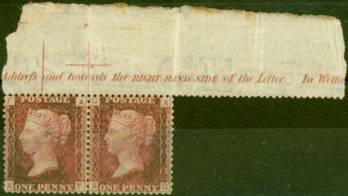 Old Postage Stamp from GB 1864 1d Rose-Red SG43 Pl.158 Fine MNH Inscriptional Pair