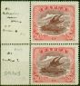 Old Postage Stamp Papua 1919 2s6d Maroon & Pale Pink SG103Var 'Retouch & Broken 2' V.F MNH Pair