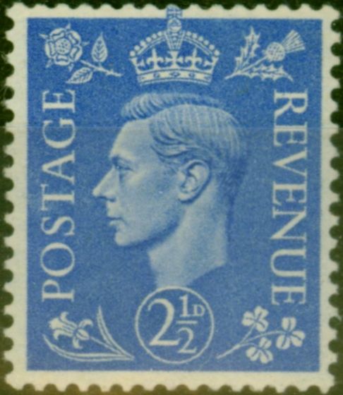 Collectible Postage Stamp GB 1942 2 1/2d Light Ultramarine SG489a Wmk Sideways Fine MM