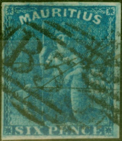 Valuable Postage Stamp Mauritius 1859 6d Blue SG32 Good Used