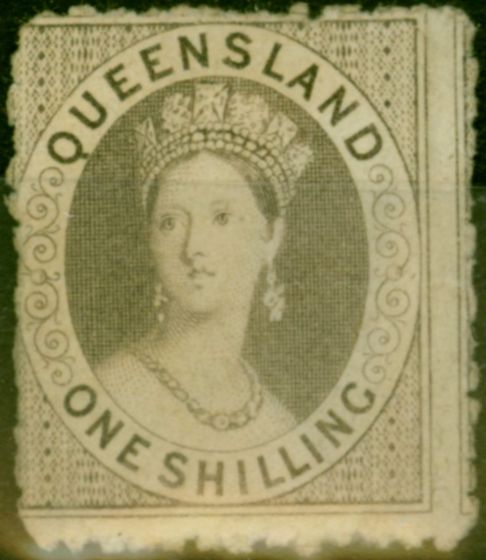 Valuable Postage Stamp Queensland 1863 1s Grey SG29 Fine MM