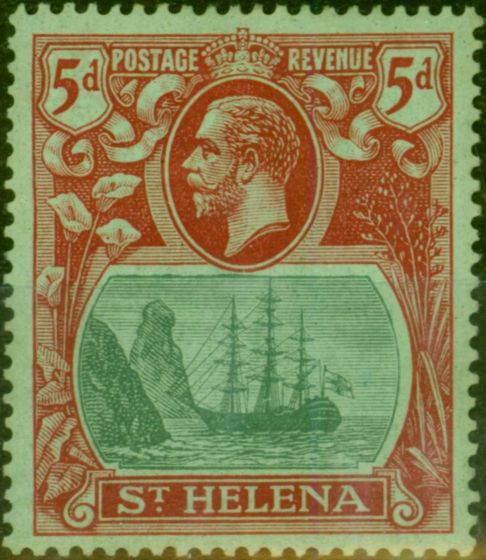 Valuable Postage Stamp St Helena 1927 5d Green & Deep Carmine SG103b 'Broken Mainmast' Fine & Fresh MM