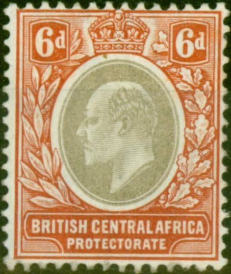 Old Postage Stamp B.C.A Nyasaland 1907 6d Grey & Reddish-Buff SG71 Fine LMM