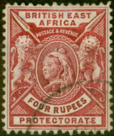 Old Postage Stamp B.E.A KUT 1896 4R Carmine-Lake SG78 Used Fine