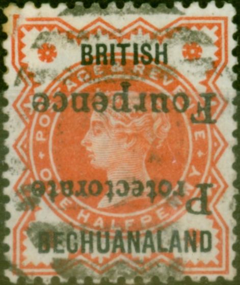 Rare Postage Stamp Bechuanaland 1889 4d on 1/2d Vermilion SG53c 'Surch Inverted' Good Used Rare CV£4000