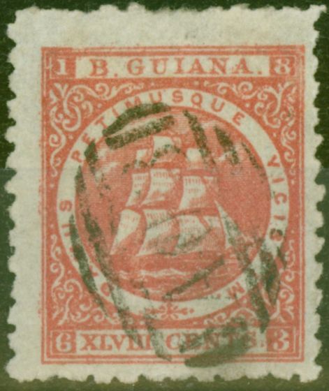 Old Postage Stamp from British Guiana 1867 48c Red SG105 P. 15 Fine Used Ex-Fred Small
