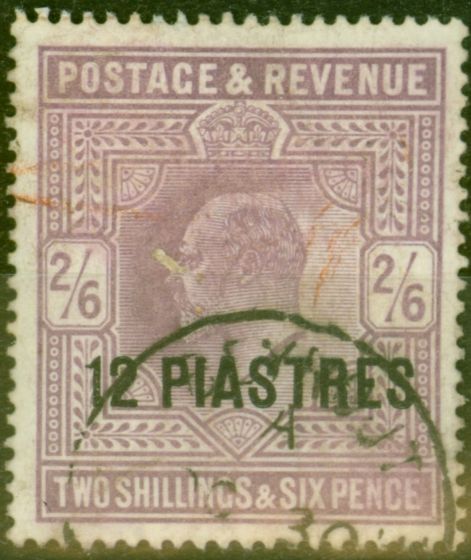 Valuable Postage Stamp from British Levant 1903 12pi on 2s 6d Pale Dull Purple SG11a Chalk Paper Fine Used