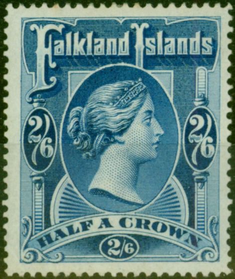 Old Postage Stamp Falkland Islands 1898 2s6d Deep Blue SG41 Fine & Fresh MM