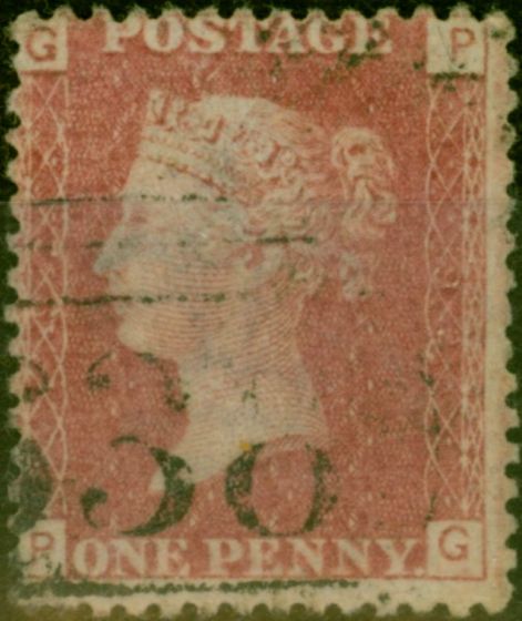 Collectible Postage Stamp GB 1864 1d Red SG43 Pl 92 (R-G) Fine Used