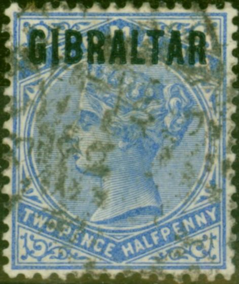 Rare Postage Stamp Gibraltar 1886 2 1/2d Ultramarine SG4a 'Opt in Blue-Black' Fine Used 1