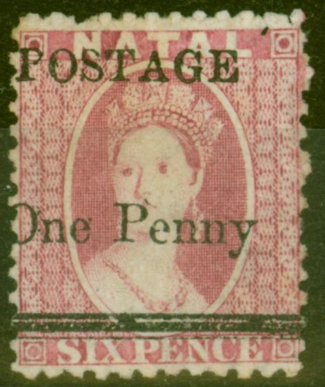 Valuable Postage Stamp from Natal 1879 1d on 6d Rose SG93 V.F Unused
