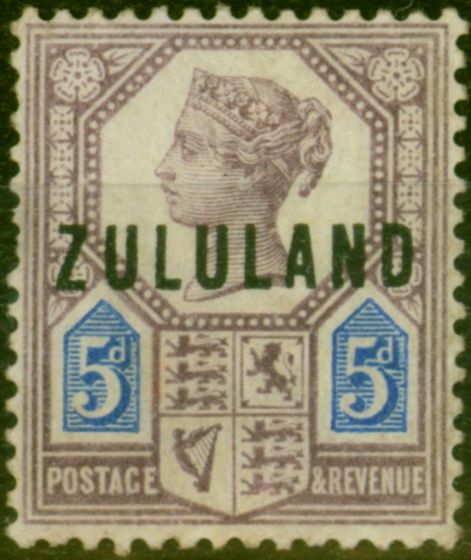 Collectible Postage Stamp from Zululand 1893 5d Dull Purple & Blue SG7 Good LMM
