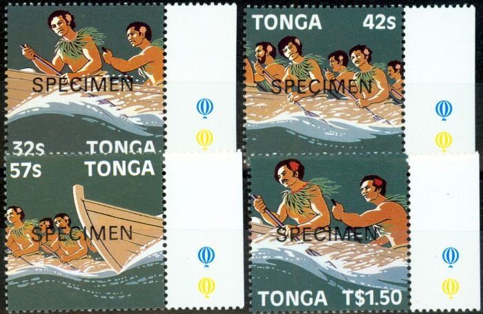 Valuable Postage Stamp from Tonga 1987 Canoe Race Specimen set of 4 SG967s-970s Fine MNH