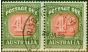 Old Postage Stamp Australia 1958 4d Carmine & Deep Green SGD135 Fine Used Pair