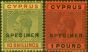 Collectible Postage Stamp Cyprus 1923 Specimen Set of 2 SG100s-101s Fine & Fresh MM