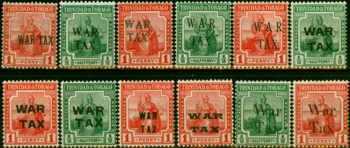 Valuable Postage Stamp Trinidad & Tobago 1917-18 War Tax Set of 12 SG176-188b V.F MNH Ex SG184