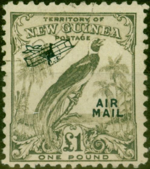 Valuable Postage Stamp New Guinea 1932 £1 Olive-Grey SG203 V.F.U
