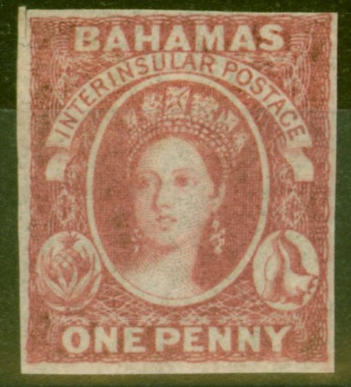 Valuable Postage Stamp from Bahamas 1859 1d Reddish Lake SG1 Fine & Fresh Lightly Mtd Mint Rare