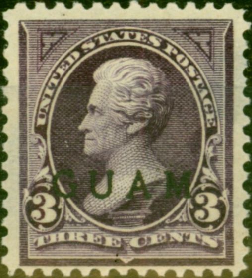 Old Postage Stamp from Guam 1899 3c Violet SG4 Good Lightly Mtd Mint