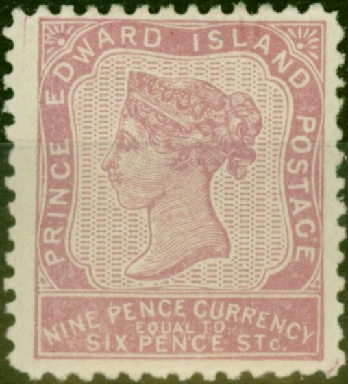 Rare Postage Stamp Prince Edward Island 1863 9d Reddish Mauve SG20 Fine & Fresh MM