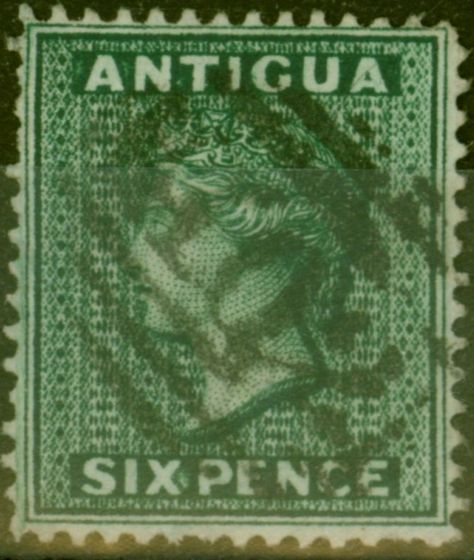 Old Postage Stamp from Antigua 1884 6d Dp Green SG29 Fine Used