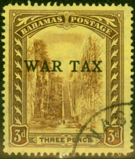 Collectible Postage Stamp Bahamas 1918 3d War Tax Purple-Yellow SG94 V.F.U