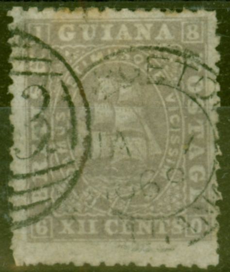 Rare Postage Stamp from British Guiana 1867 12c Grey-Lilac SG75 Fine Used