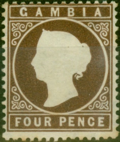 Collectible Postage Stamp Gambia 1887 4d Brown SG30 Fine LMM