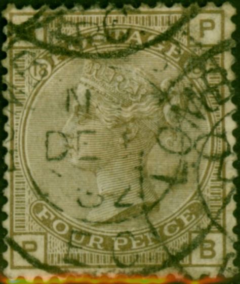 Rare Postage Stamp GB 1882 4d Grey-Brown SG160 Pl.18 Good Used