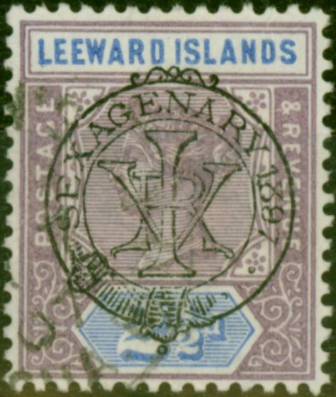 Rare Postage Stamp Leeward Islands 1897 2 1/2d Dull Mauve & Blue SG11 Fine Used