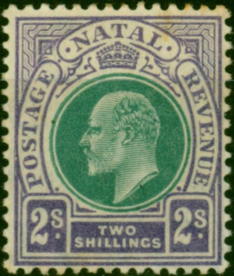 Old Postage Stamp Natal 1904 2s Dull Green & Bright Violet SG156 Good MM