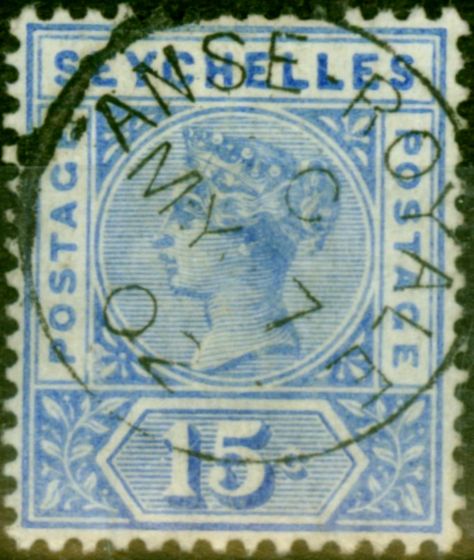Rare Postage Stamp from Seychelles 1900 15c Ultramarine SG30 Superb Used ANSE ROYALE CDS