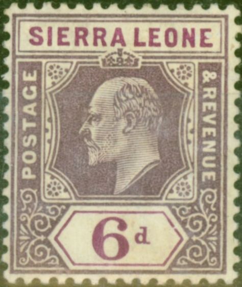 Valuable Postage Stamp from Sierra Leone 1908 6d Dull & Brt Purple SG107 Fine Mtd Mint