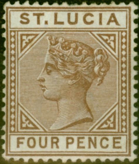 Collectible Postage Stamp St Lucia 1891 4d Brown SG48 Fine MM