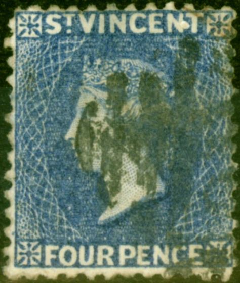 Valuable Postage Stamp from St Vincent 1883 4d Grey-Blue SG43a Good Used