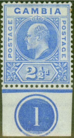 Old Postage Stamp from Gambia 1902 2 1/2d Ultramarine SG48 Fine Lightly Mtd Mint Pl 1
