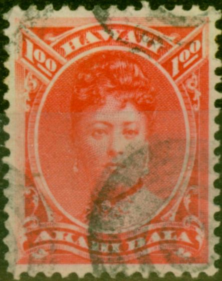Valuable Postage Stamp from Hawaii 1883 $1 Rosine SG51 Fine Used