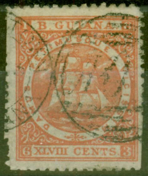 Valuable Postage Stamp from British Guiana 1863 48c Dp Red SG83 Ave Used Ex-Fred Small