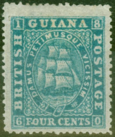 Valuable Postage Stamp from British Guiana 1875 4c Brt Blue SG109 P.15 Fine & Fresh Mtd Mint Ex-Fred Small