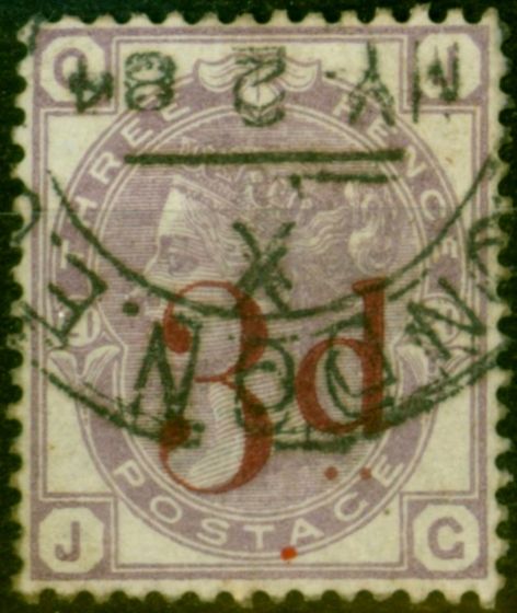 Rare Postage Stamp from GB 1883 3d on 3d Lilac SG159 Fine Used