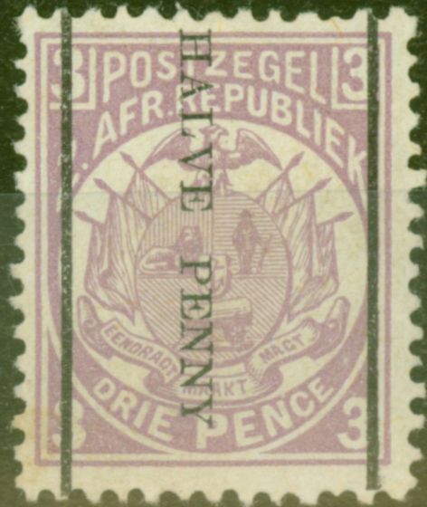 Old Postage Stamp from Transvaal 1885 1/2d on 3d Mauve SG192 Fine Lightly Mtd Mint