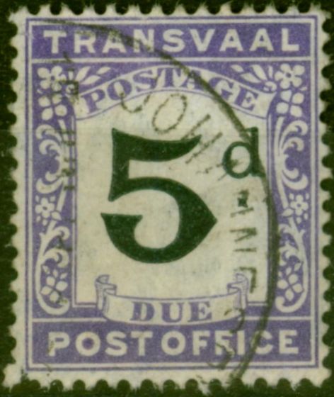 Valuable Postage Stamp Transvaal 1907 5d Black & Violet SGD5 Fine Used