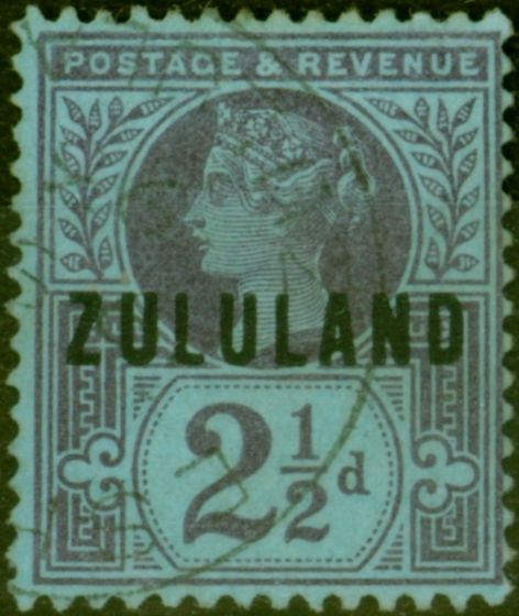 Rare Postage Stamp from Zululand 1891 2 1/2d Purple-Blue SG4 Fine Used
