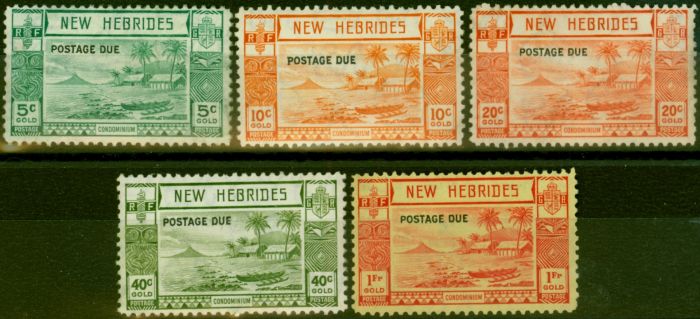 Rare Postage Stamp New Hebrides 1938 Postage Due Set of 5 SGD6-D10 Fine LMM