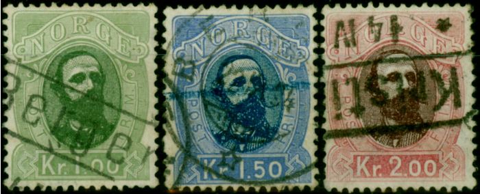 Collectible Postage Stamp Norway 1878 King Oscar II Set of 3 SG68-70 Fine Used