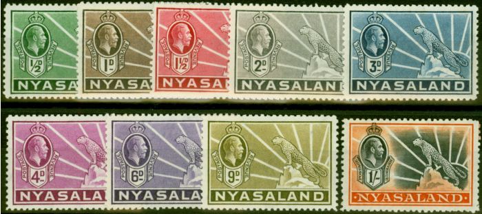 Collectible Postage Stamp Nyasaland 1934-35 Set of 9 SG114-122 Fine MNH