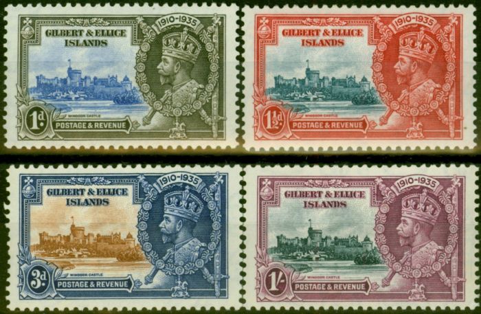 Rare Postage Stamp Gilbert & Ellice Islands 1935 Jubilee Set of 4 SG36-39 Fine LMM