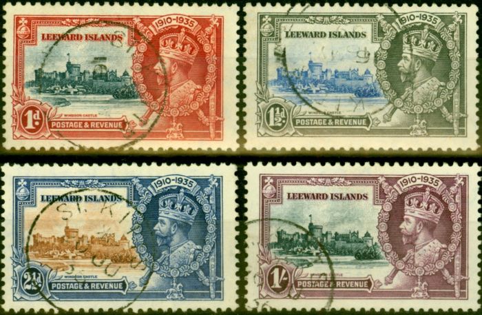 Rare Postage Stamp from Leeward Islands 1935 Jubilee Set of 4 SG88-91 Very Fine Used